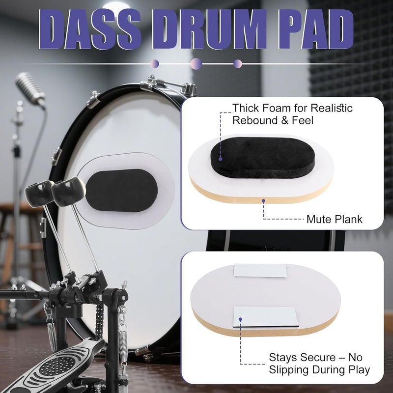 MCCKLE مجموعة وسادات كتم الصوت للطبول 12 قطعة - وسادات كتم الصوت من الفوم للطبول 10 12 14 16 بوصة مع كتم الصوت للسيبال ووسادة هاي هات - وسادات تدريب تقلل الضوضاء لمجموعات الطبول الصوتية والكهربائية - Image 4